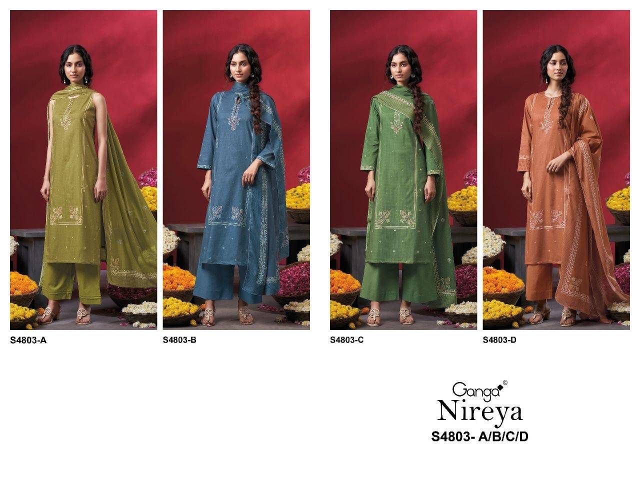 NIREYA 4803 By Ganga Fashion Stylish Beautiful Colourful Cotton Dresses At Wholesale Price
